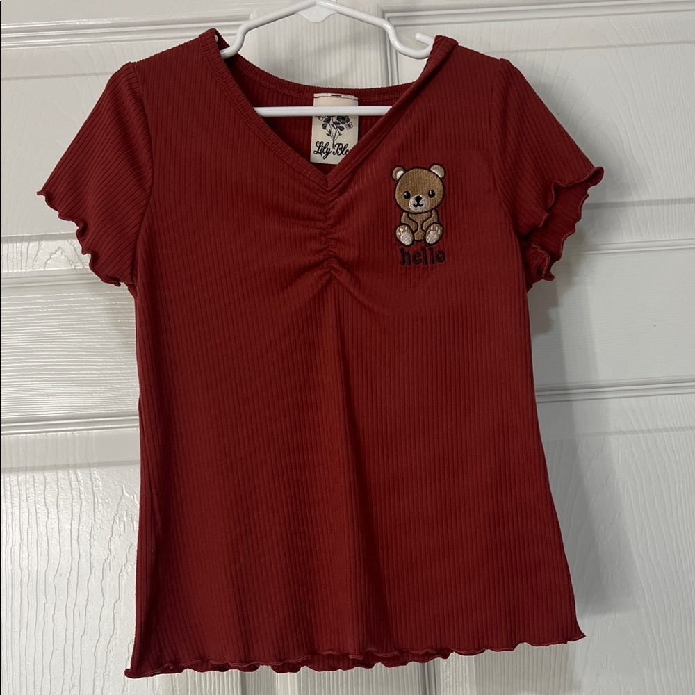 Red Kids T-Shirt with Bear Design